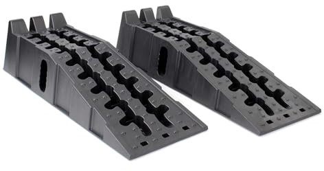 XPOtool Auffahrrampen bis 5t aus Kunststoff 2 Stück Stabile Autorampen für schwerere Fahrzeuge Pkw Auto Kfz Rampe