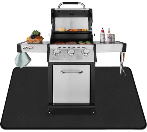 Kovshuiwe Grill Mat Protective, 152x91cm Deck and Patio Protective Mats,BBQ Washable Floor Mats,Perfect for Charcoal Grills, Gas Grills, Oil Fryers