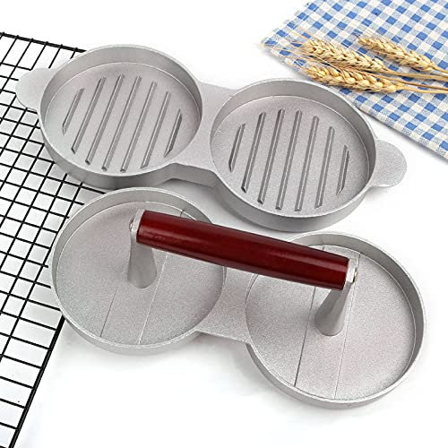 EASYLOCK 2 Fächer Edelstahl Hamburgerpresse Set, Burger Smasher für leckere Hamburger Grillzubehör, Antihaft-Fleisch Patty Maker, Burgerpresse, BBQ, Burger Pattie Presse