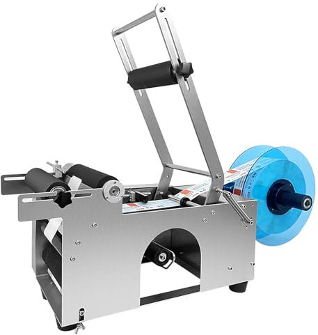 NGARY Dispenser per Etichettatura Semiautomatico, Etichettatrice Commerciale per Datazione in Acciaio Inossidabile da 10-30 Pezzi/min con Tecnologia Ottica Automatica, per Bottiglia Rotonda