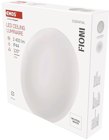 EMOS LED Panel FIONI 24 W, runde 2400 lm Deckenleuchte, wasserdichte IP44 Wandleuchte mit Durchmesser 39 cm, ersetzt 150W Glühbirne, Lichtfarbe neutralweiß 4000K, Leuchtdauer 15000 St.