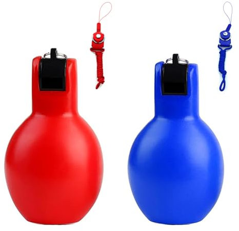 JHXhhthongtong 2 Stück Handpfeife Sportpfeife, Laute Handhupe Handpfeife Sportunterricht Hand Squeeze Whistles mit Umhängeband Trainerpfeife für Hundetrainer Sportlehrer Schiedsrichter
