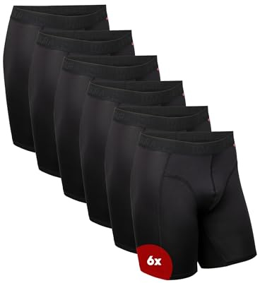 DANISH ENDURANCE Men's Sports Underwear, Non-Chafing, Pack of 6 | Sportkalsonger, andas och transporterar fukt, skavfria med normal eller lång benlängd för träning och gym