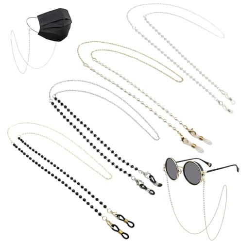 4 Pièces Chaînes de Lunettes de Soleil Femmes Cou Cordon Bandeau lanière，Accessoire Pratique et Élégant en Acier Inoxydable, Idéal pour le Quotidien et les Sorties