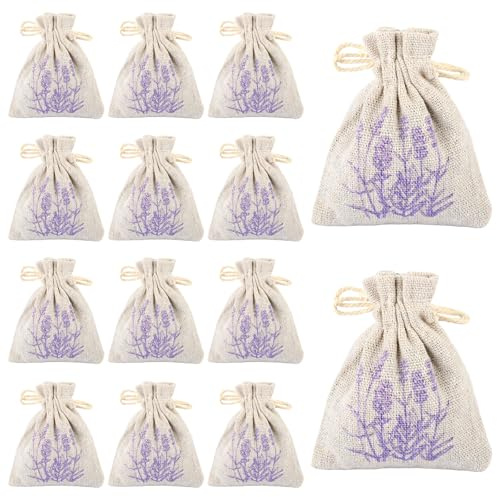 14 Stück Lavendelsäckchen, 140g Mottenschutz Lavendel Getrocknet, Kordelzug Staubdichter Baumwollbeutel Duftsäckchen, Lavendelblüten Gag für Motten Kleiderschrank, Auto