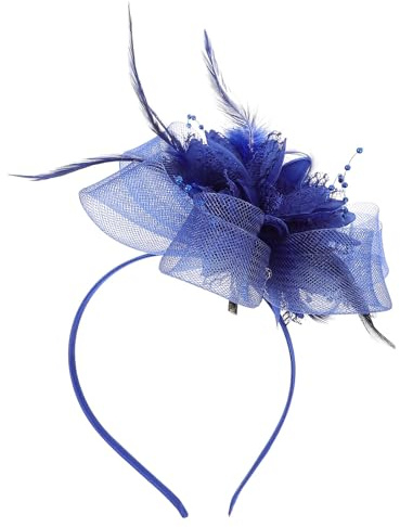 ARTSEWPLY Vintage Fascinator Headpiece med Lätt Nät och Liten Hattform i Klassisk Blå Elegant och Andningsbar Håraccessoar för Bröllop och Fest Passar Formella Kläder och Speciella