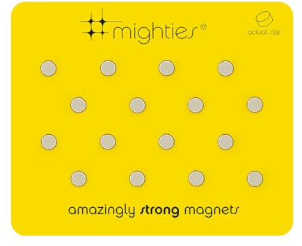 Three by Three Seattle Mini Mighties Magnets, Strong, Heavy Duty Magnets for Fridge, Dry Erase Whiteboards, and More in Home Offices, Cubicles, Schools (16 Pack, Chrome)