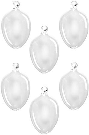 Glas- Ostereier Klarglas VE 6 Stück mit Glasöse Lauscha mundgeblasen