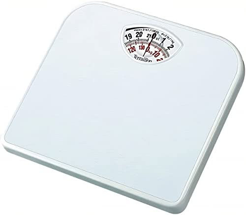 Terraillon Mechanical Bathroom Scale, Large Rotating dial, Compact, 120 kg/19 st, T101 kg/st, White