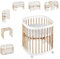 tweeto® Babybett Kinderbett 7-in-1 (Plus) | bis zu 10 Funktionen | inkl. atmungsaktiver Matratze (Weiss-Buche)