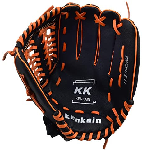 Guante De BéIsbol Hombres Adultos Guante de béisbol Softbol Guante de béisbol Niños Béisbol Deslizador Mitt Mitt Equipo de béisbol Profesionales (Color : Black, US Size : 11.5 Inches)