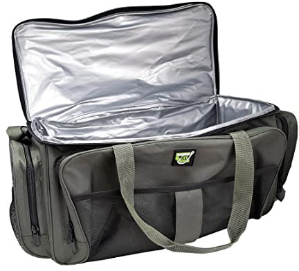 Carp On - Insulated Bait Cool Bag Carryall Storage Fishing Tackle 900D (56 x 30 x 30cm) Multi Use Compartments Pockets - for Carp Baits Camping Outdoors (Green) [27-2140]