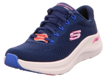 Skechers Arch Fit 2.0 Big League, Scarpe Donna, Maglia Blu Navy Bordatura Rosa Intenso E Blu, 41