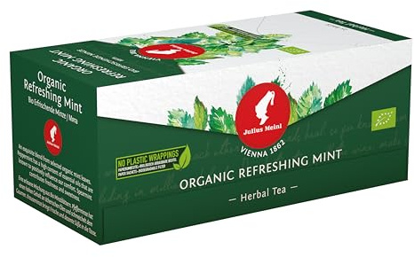 Julius Meinl Organic Refreshing Mint Herbal Tea 25 tea bags - Plastic Free Packaging & Biodegradeable Filter