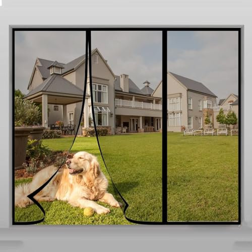 Insektenschutzvorhang für Campingwagen 190x245cm Fliegengitter Tür mit Magnetbändern Insektenschutz Tür für Wohnwagen Magnet Moskitonetz selbstschließend Schwarz