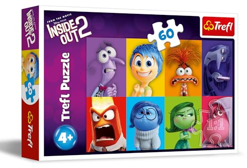 Trefl - Inside Out 2, Découvre des Émotions - Puzzle 60 Pièces - Puzzle Coloré avec des Personnages de Film Animé, Divertissement Créatif, Loisir pour Les Enfants à partir de 5 Ans