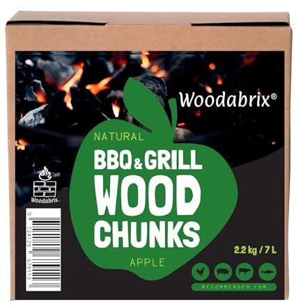 Woodabrix Wood Chunks for BBQ, 2.2Kg/7L, Chunks for Smoking Food, Apple