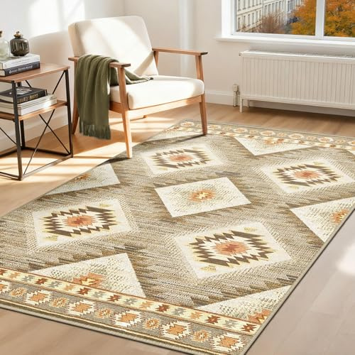DEFYNEE Alfombra para salón 90 x 150 cm, Alfombra Antideslizante de Pelo Corto, Repelente al Agua, Lavable a máquina, para Pasillo, salón y Dormitorio, Color Camello