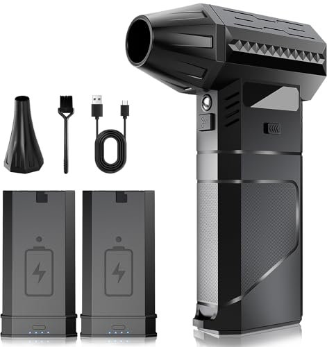 Luftduster Elektrische Staubgebläse mit 2 Modularen Wechselakkus, 220g+ Luftstrom, Druckluftspray mit 2 Magnetischen Düsen, 8000mAh Akku, 3-Gang, LED - Mini Gebläse für PC, Tastatur, Auto & Elektronik