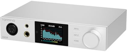 TOPPING DX5 II Hi-Res DAC & Headphone Amp Combo – Dual ES9039Q2M, X-Hybrid Amp, 10-Band PEQ, LDAC Bluetooth 5.1, 4.4mm Balanced & 6.35mm Headphone Output, Preamp Mode, 12V Trigger (White)