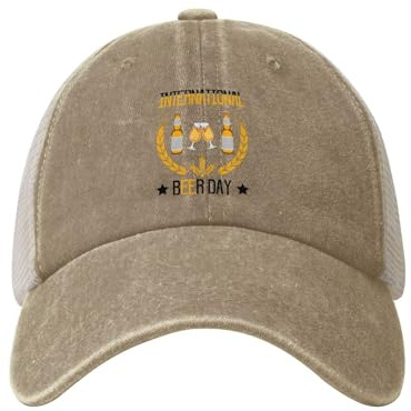 Classic Bast Creative International Beer day1 Denim mesh Cap Truck Driver Baseball hat Breathable Adjustable dad caps Natural