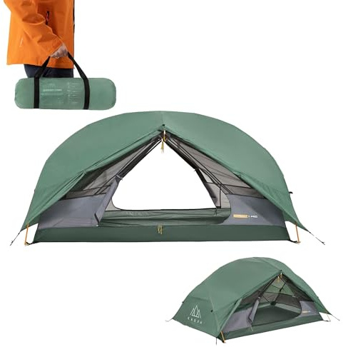 KADVA - Tienda de Trekking EXPEDIT 2 Pro Ultraligera para 2 Personas, Resistente al Agua 3000 mm, con Entrada, Marco de Aluminio, mosquitera compacta, para Exteriores, Camping, Ciclismo, Moto