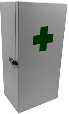 Armoire à Pharmacie Relaxdays, 3 Compartiments, H x L x P : 42 x 21 x 15,5 cm, pour médicaments, Mural, Blanc/Vert