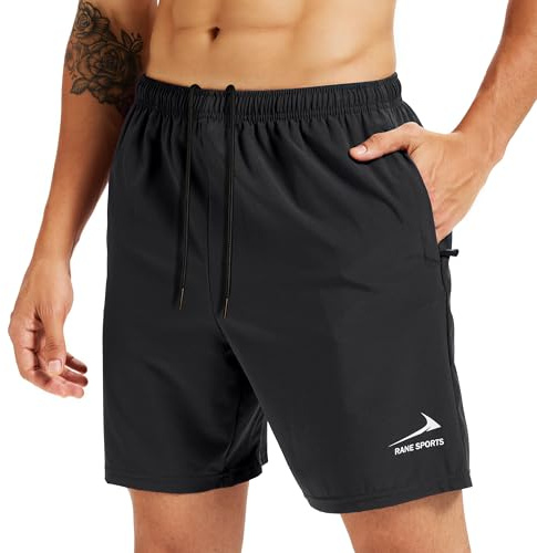 Men's Sports Shorts with Zipper Pockets - Lightweight, Breathable, Ideal for Running, Gym, Outdoor Activities Black1 L