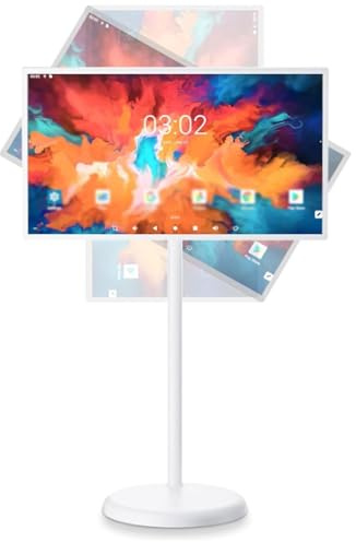 21.5/24/27/32 In Smart Touchscreen Monitor 1080p Bärbar Android 12/13 TV Svängbart rullställ Mobil On Wheels Display(27IN,4+64GB)