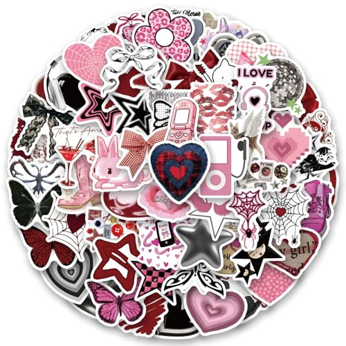120Pcs Aesthetic Downtown Girls Stickers Pack Cool Trendy Y2K Stickers for Water Bottle Funny Waterproof Sticker for Teens Adults Vinyl Decals for Laptop Skateboard Party Supplies