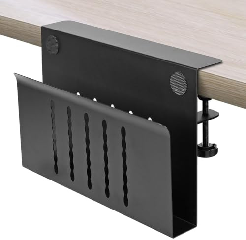 Hipzeepo Organizador de Almacenamiento Lateral de Escritorio, Sin Taladro, Soporte para Portátil Debajo Escritorio, Soporte Abrazadera, Soporte Colgante para Portátil para Oficina y Hogar.