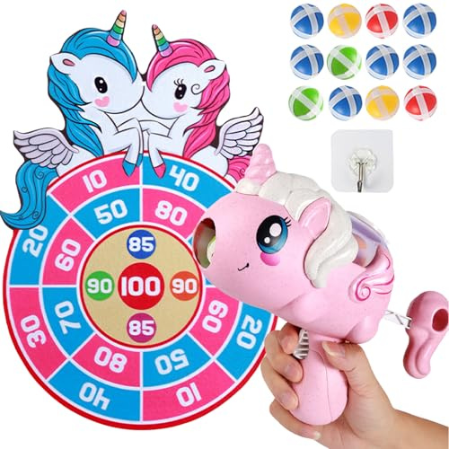 AUNGCSHE Licorne Jeu de Fléchettes, Peut être Suspendu Jeu de Fléchettes Velcro, 12 Balles Collantes, pour Cadeau d'anniversaire