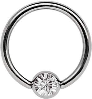 Titanio Anillo 1,6 X 6mm como Aro Labial Piercing con 3mm Plano Piedra en Muchos Colores Seleccionable - Transparente