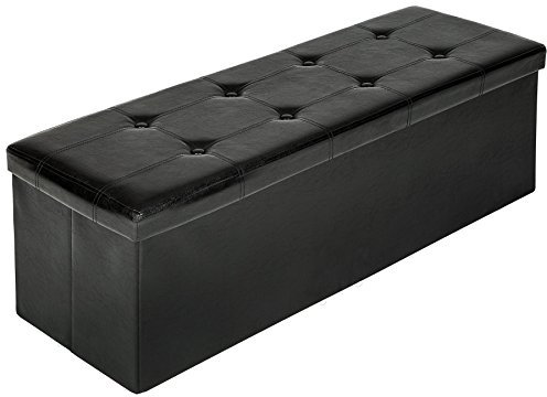 tectake 110x38x38 cm Faltbarer Sitzhocker Aufbewahrungsbox Sitzwürfel mit Stauraum - Diverse Farben - (Schwarz | Nr. 401822)
