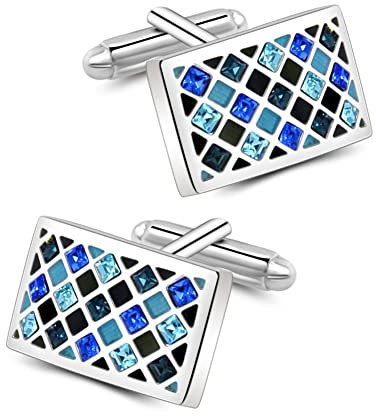 Mr.Van Herren Manschettenknöpfe, Blau Kristall Hochzeit Cufflinks für Festival Geburtstag Geschenk Tanzparty