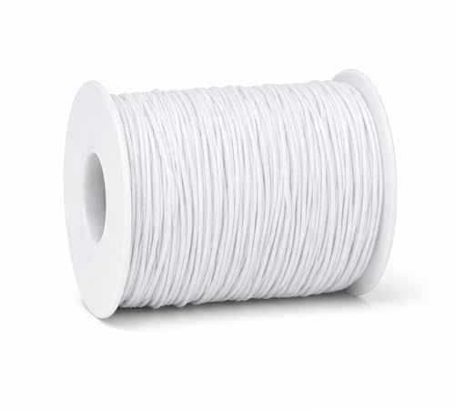 WedDecor Premium 1mm Elastic Cord Beading Cords, Strings & Threads for Jewellery Making, Sewing, Bracelets Necklace Beading, DIY, Wraps, Crafts and Hobby Projects, White, 100 Metres