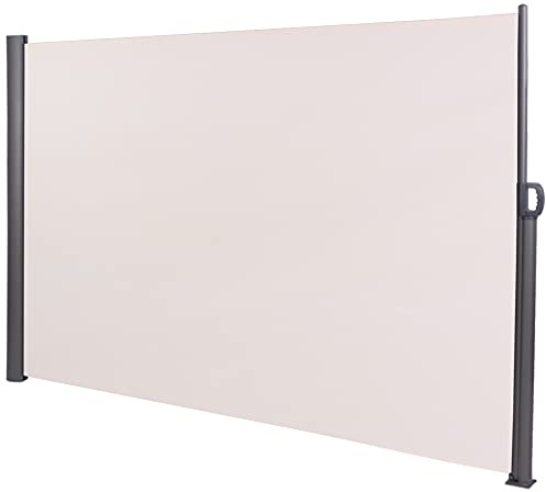 CLP Garten-Sichtschutz Lovington I Ausziehbare Seiten-Markise I UV-Schutz, Farbe:Creme, Größe:180x300 cm