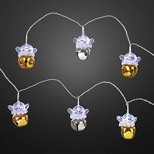hellum Lichterkette Innen mit Engel und Glocke, 12 LED Engel mit Glocke beleuchtet kaltweiß, 1,65m beleuchtete Länge strombetrieben, transparentes Kabel, Weihnachtsbeleuchtung Innen Fenster, 560039