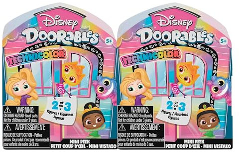 Just Play Disney Doorables Mini Peek Technicolor Takeover 2-Pack, 1.5-inch Collectible Figures, Kids Toys for Ages 5 Up