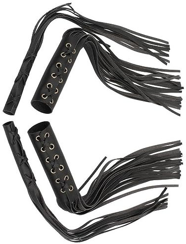 Riloer Manopole universali per freno e frizione con frange per moto, con nappe, in pelle, con nappa, copertura per leva del freno, colore nero