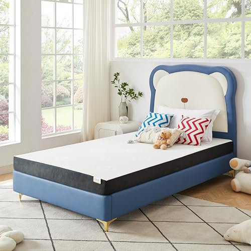 OUUI 13 cm gel minnesskum tvillingmadrass medium fast vattentät dubbelsäng madrass för våningssäng, rullbädd, tryckavlastande madrass för barn vuxna CertifiPUR-US certifierad madrass i en låda