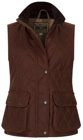 WALKER AND HAWKES - Gilet trapuntato da donna Wax Haxby - Marrone Castagna - EU 46 (UK 18)