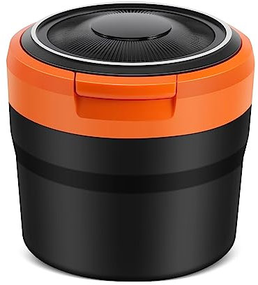 dieyyuca Portable Ashtray with LED Light Auto Cup Holder Ash Tray for Car Smokeless Ashtrays Car Accessories,Black+Orange