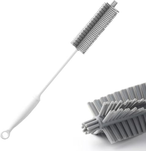 1 goupillon à biberon à Long Manche en Silicone, 32 cm de Long (Gris)