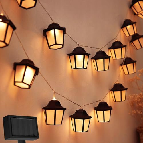 Lumiled Cadena de luces solares para exteriores, 10 farolillos LED, 3,8 metros, blanco cálido, 3000 K, cadena de luces para exteriores, para bodas, balcón, terraza, jardín, decoración, resistente a la