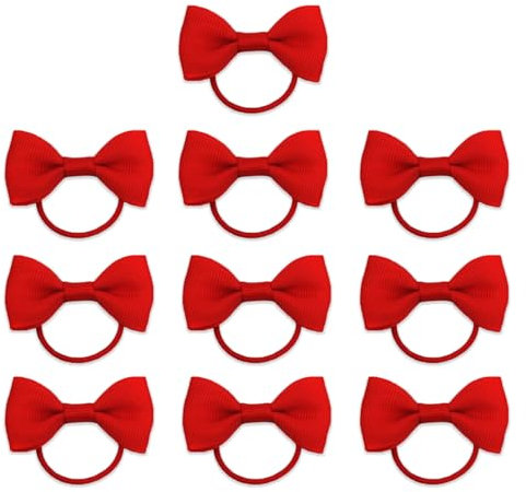 10PCS Hairs Accessories,Hair Clips,Bows For Girls School,Elastics Bands Bobbles Headbands,Ribbons Women Ponytail Hairbands,Barrette Girl,Girl's Kids Accessory,Mini Burgundy Red Bow Scrunchies