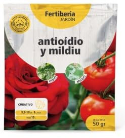 Anti-oídio y mildiu 50gr – Fertiberia. Sustancia básica con acción fungicida eficaz contra hongos. Acción por contacto. Huerta y plantas ornamentales.