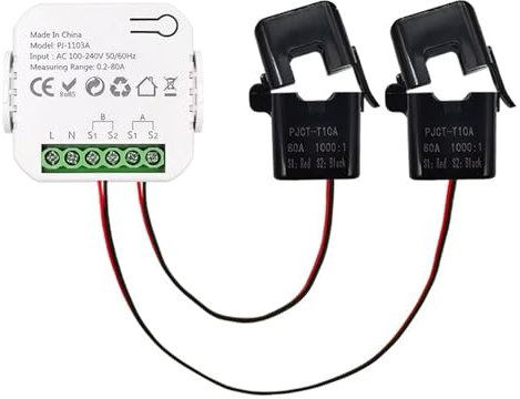 Mulcort Compteur intelligent WiFi,compteur d'énergie intelligent bidirectionnel,équipé d'un transformateur de courant CT 2 * 80A,prend en charge la surveillance en temps réel et la fonction
