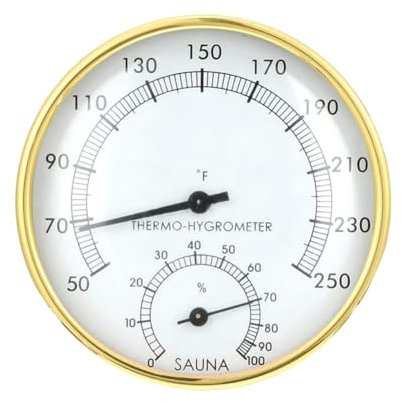Diheohg Thermomètre de Sauna 2 en 1 Fahrenheit Thermomètre et Hygromètre de Sauna Moniteur D'Humidité de la Température Intérieure Métal 1 Pièce