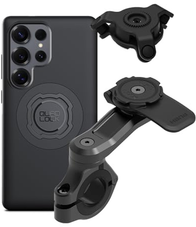 Quad Lock Telefonfäste för Motorcykelstyre PRO med Vibrationsdämpare och MAG-fodral för Galaxy S25 Ultra